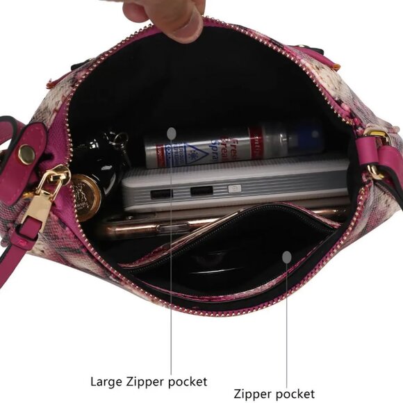 Black Snake Embossed Vegan Leather Crossbody Purse - Picture 3 of 3